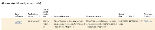 council forms - view the case in the case list in CRM