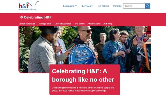 Hammersmith and Fulham subsite. Celebrating H and F