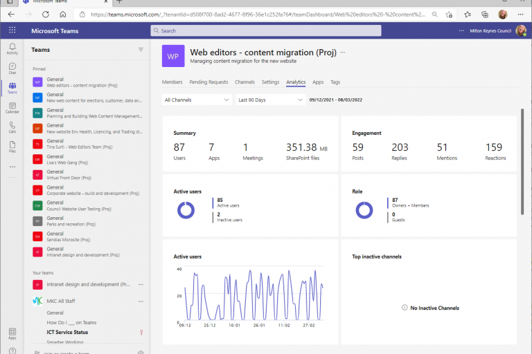 Screenshot of a project management tool